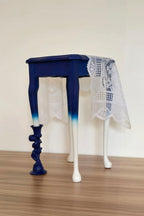 Blue Muse — Hand-Painted Side Table, Code: ST01001