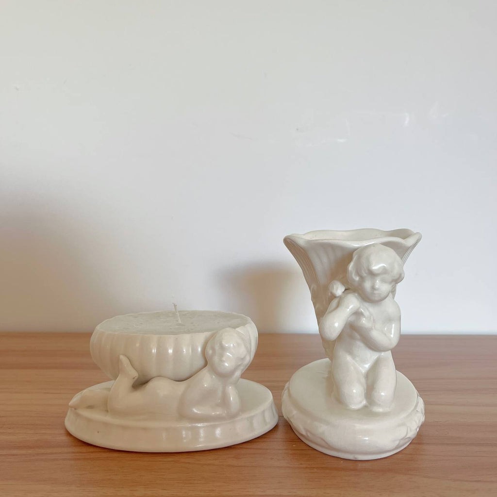 Little Guardians – Vintage Cherub Candle & Match Holder Set