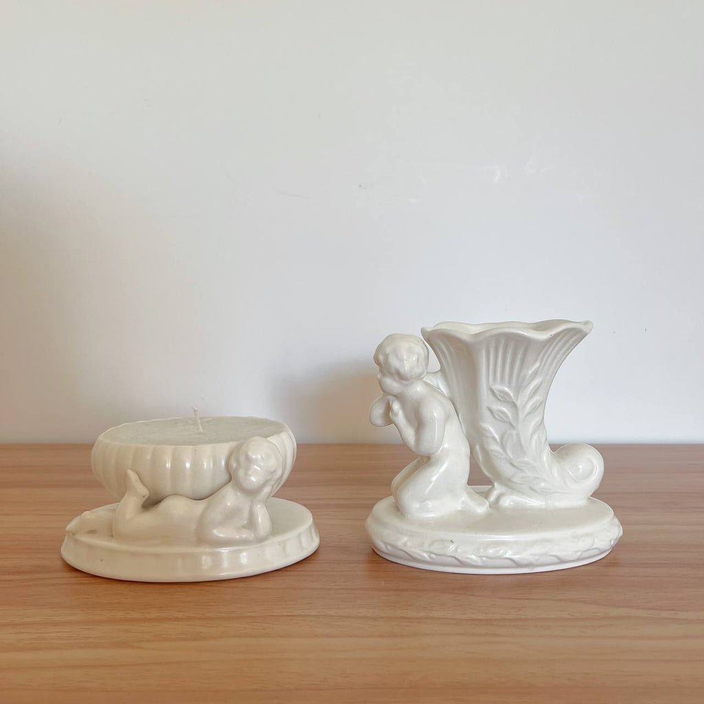 Little Guardians – Vintage Cherub Candle & Match Holder Set