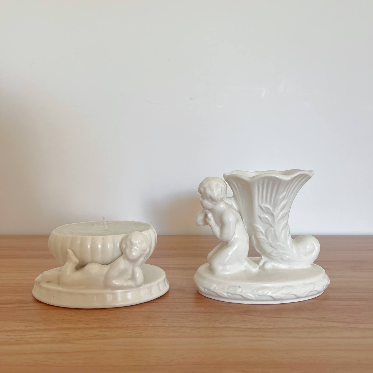 Little Guardians – Vintage Cherub Candle & Match Holder Set