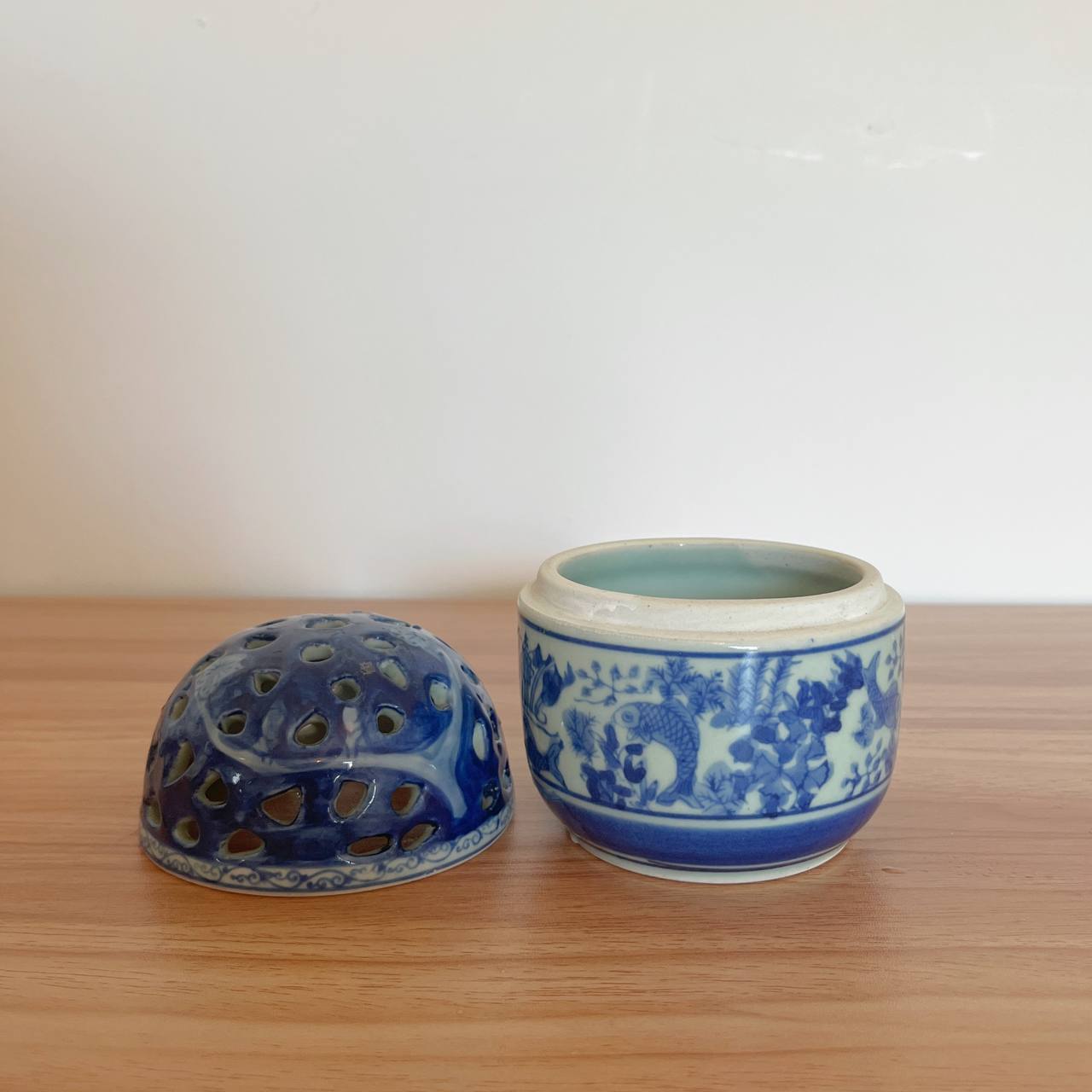 Koi Bloom – Vintage Blue & White Ceramic Bud Vase