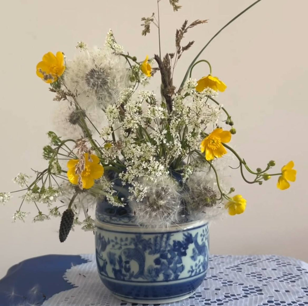 Koi Bloom – Vintage Blue & White Ceramic Bud Vase